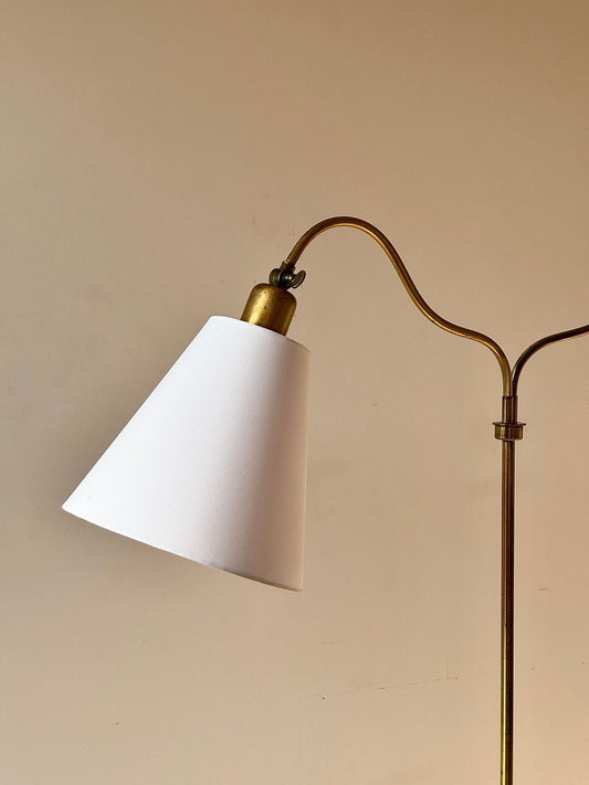 Swedish Brass Two Arm Floor Lamp - Club Sourced