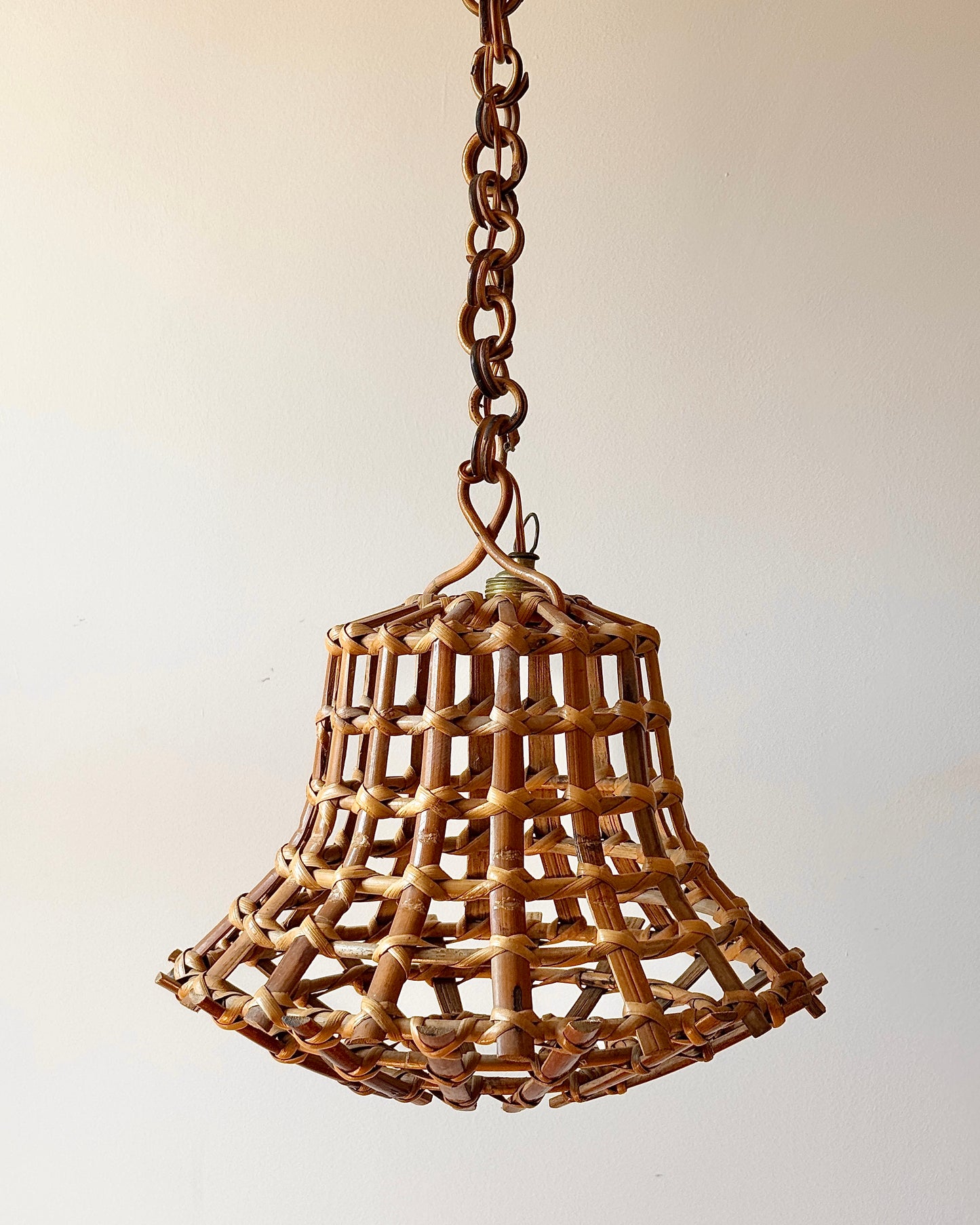 Italian Caged Bamboo Pendant in the manner of Franco Albini, c. 1960s