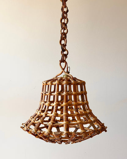 Italian Caged Bamboo Pendant in the manner of Franco Albini, c. 1960s