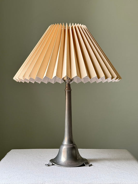 1930’s Swedish Grace Engraved Pewter Table Lamp
