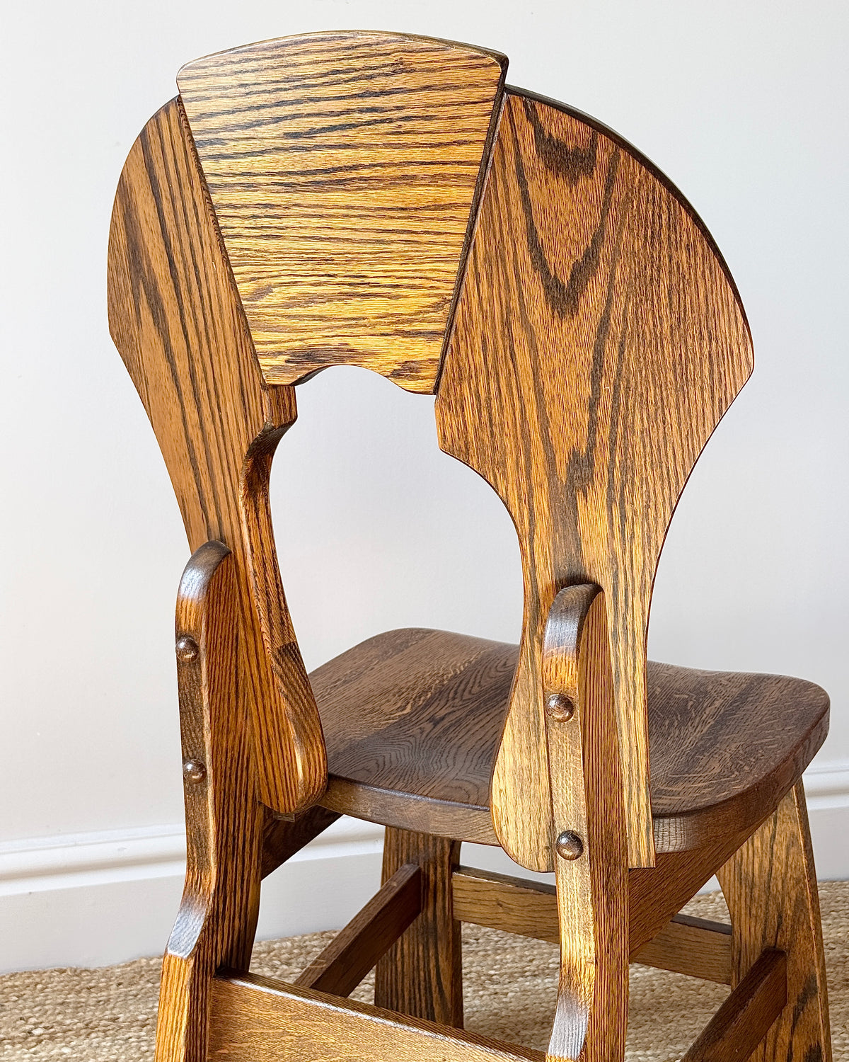 Set of 6 Belgian Oak Dining Chairs, c.1970