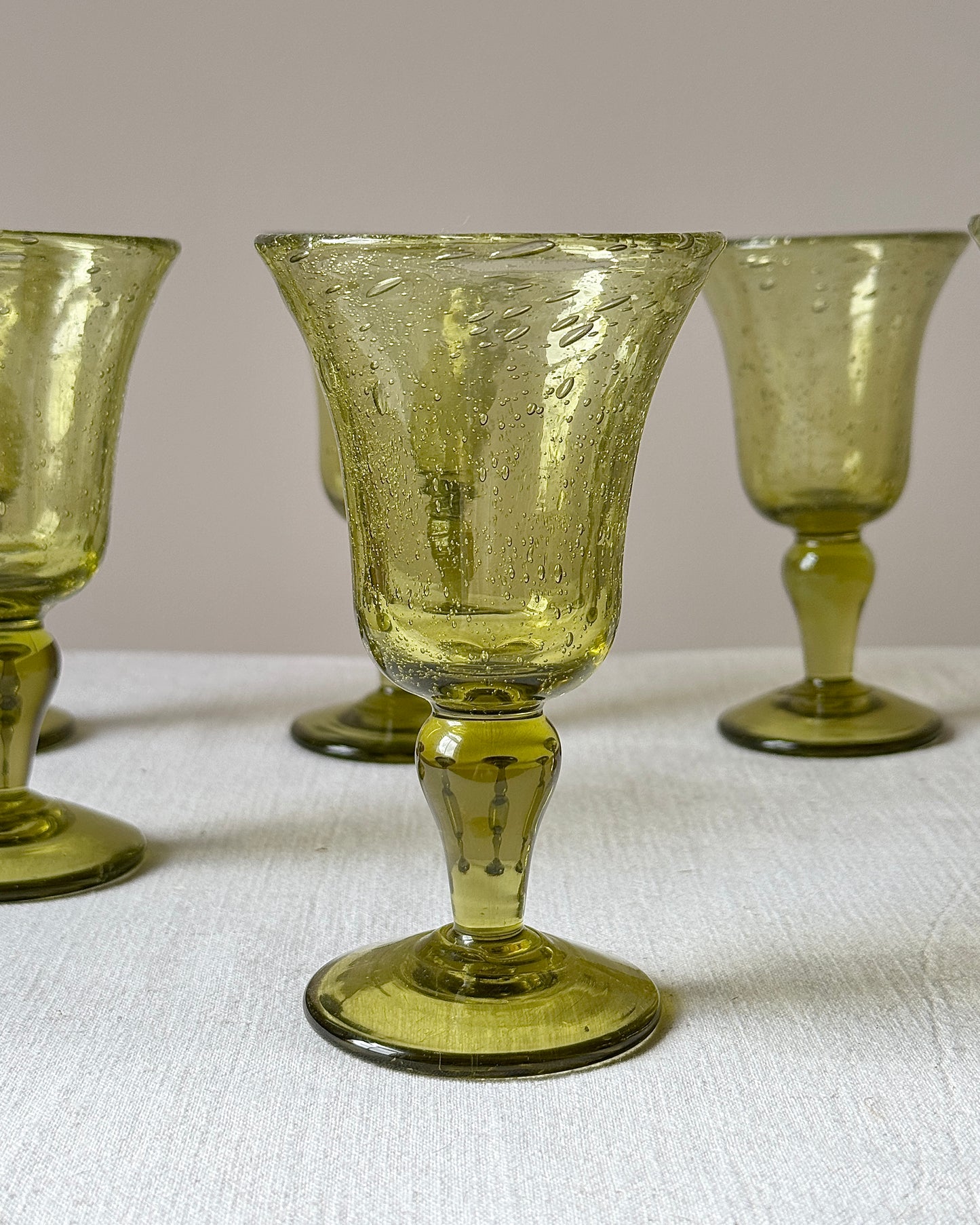 Set of 6 Biot Green Bubble Wine Glasses