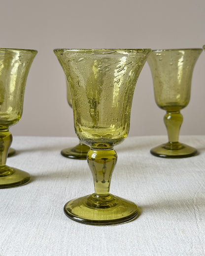 Set of 6 Biot Green Bubble Wine Glasses