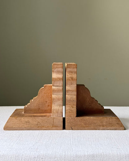 Pair of French Carved Wood Bookends