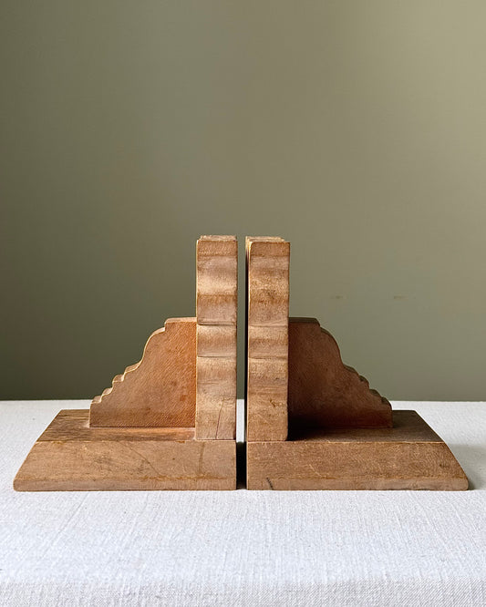 Pair of French Carved Wood Bookends