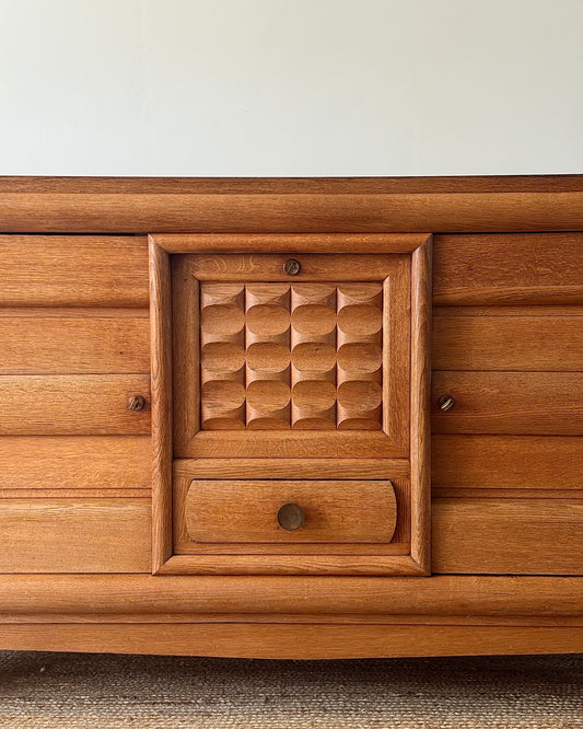 Large French Oak Sideboard in the Manner of Charles Dudouyt, c.1940s