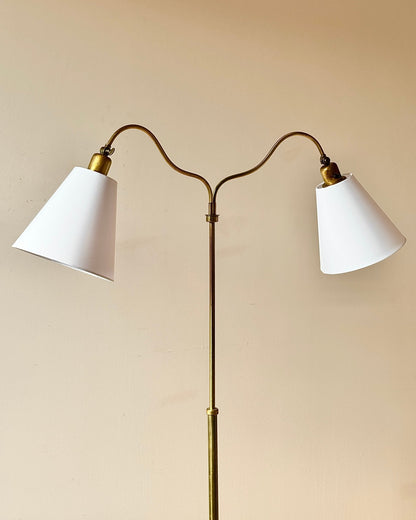 Swedish Brass Two Arm Floor Lamp - Club Sourced