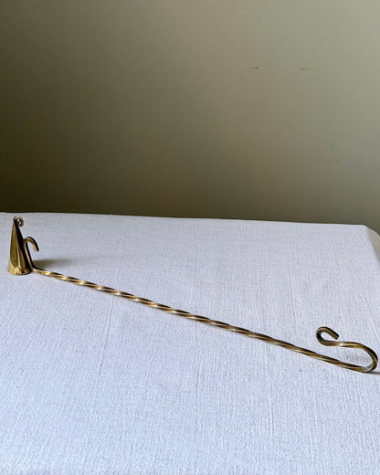 Extra Large Swedish Brass Candle Snuffer with a Scroll Finial