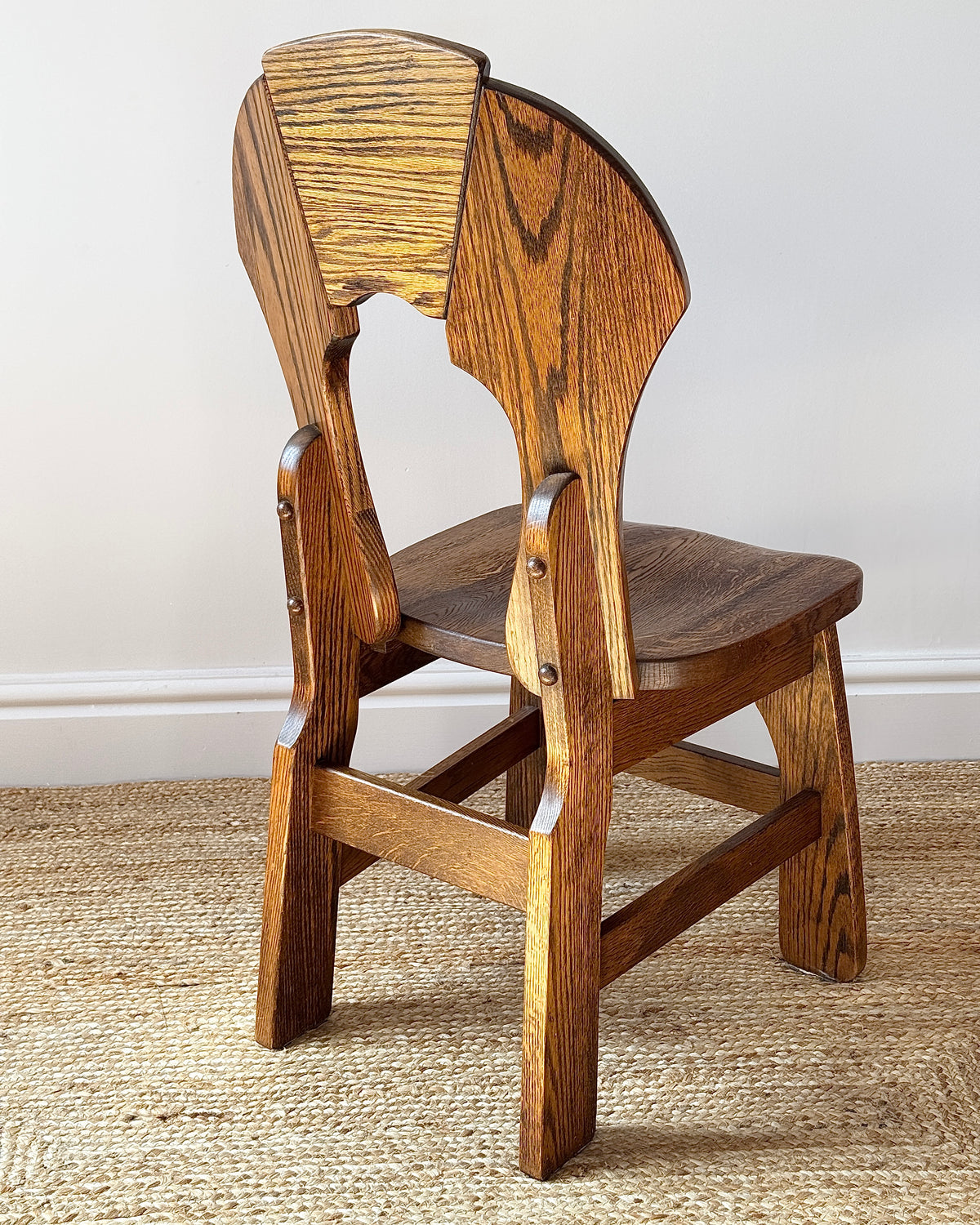 Set of 6 Belgian Oak Dining Chairs, c.1970