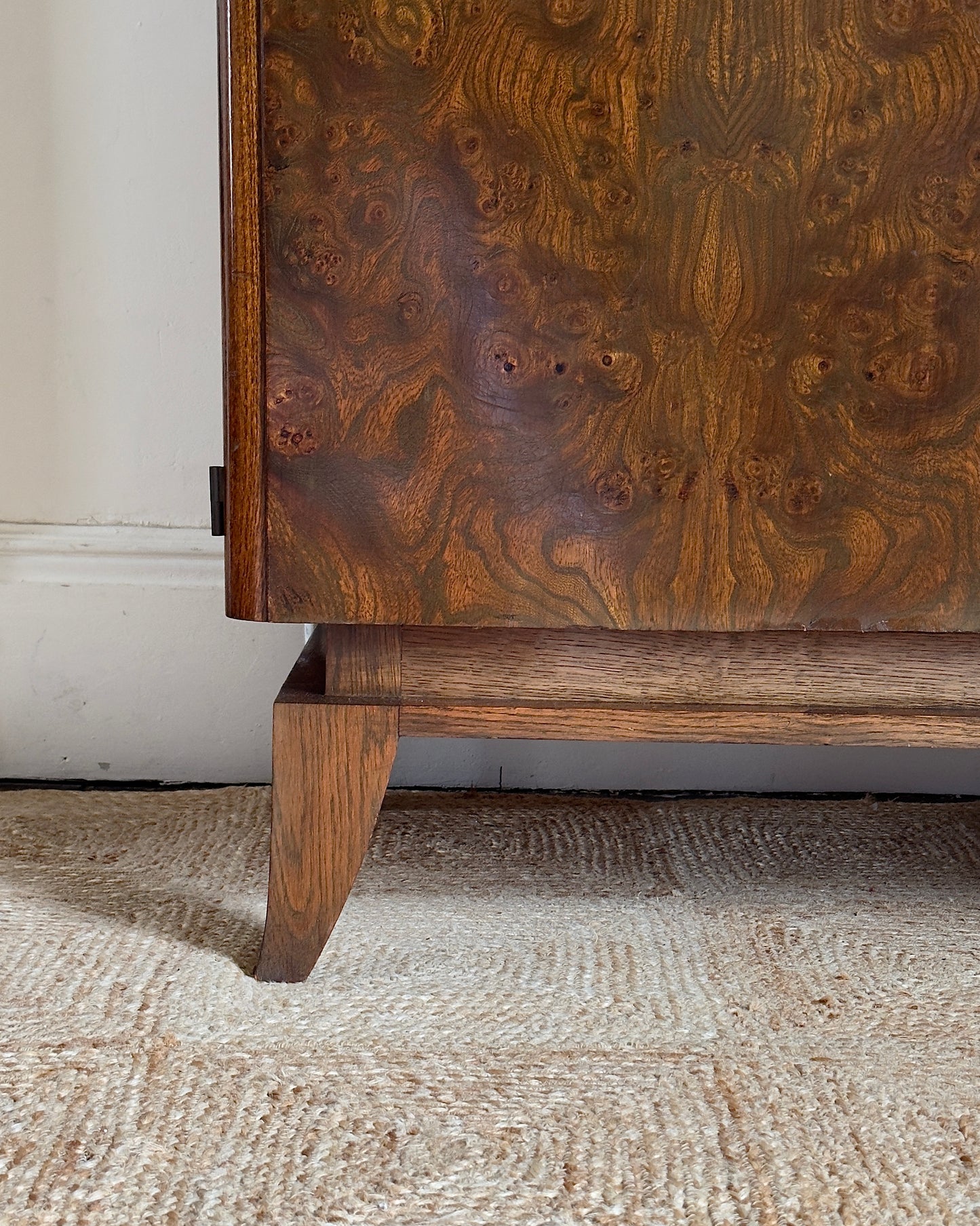 Large French Art Deco Walnut Burr Cabinet, c.1930s