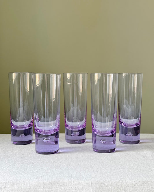 Set of 5 Violet Murano Handblown Glasses