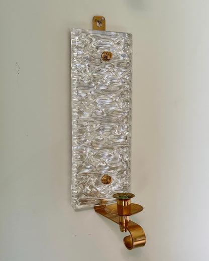 Pair of Swedish Mid-Century Glass and Brass Wall Sconces by Malmö Metallvarufabrik AB