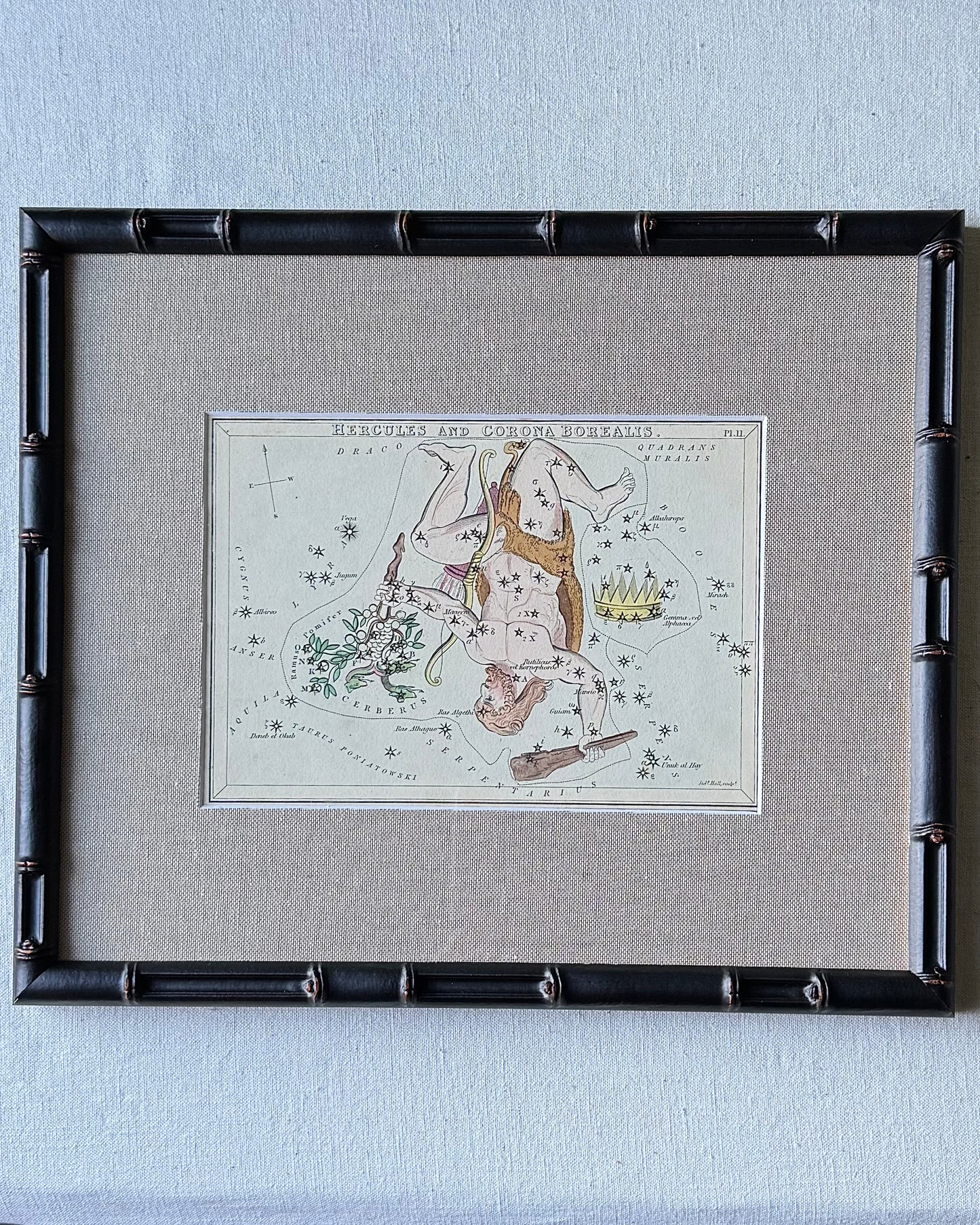 Antique Hand-Painted Constellation Print ‘Urania’s Mirror’ by Sidney Hall c. 1825