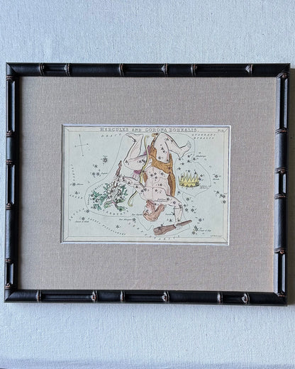 Antique Hand-Painted Constellation Print ‘Urania’s Mirror’ by Sidney Hall c. 1825