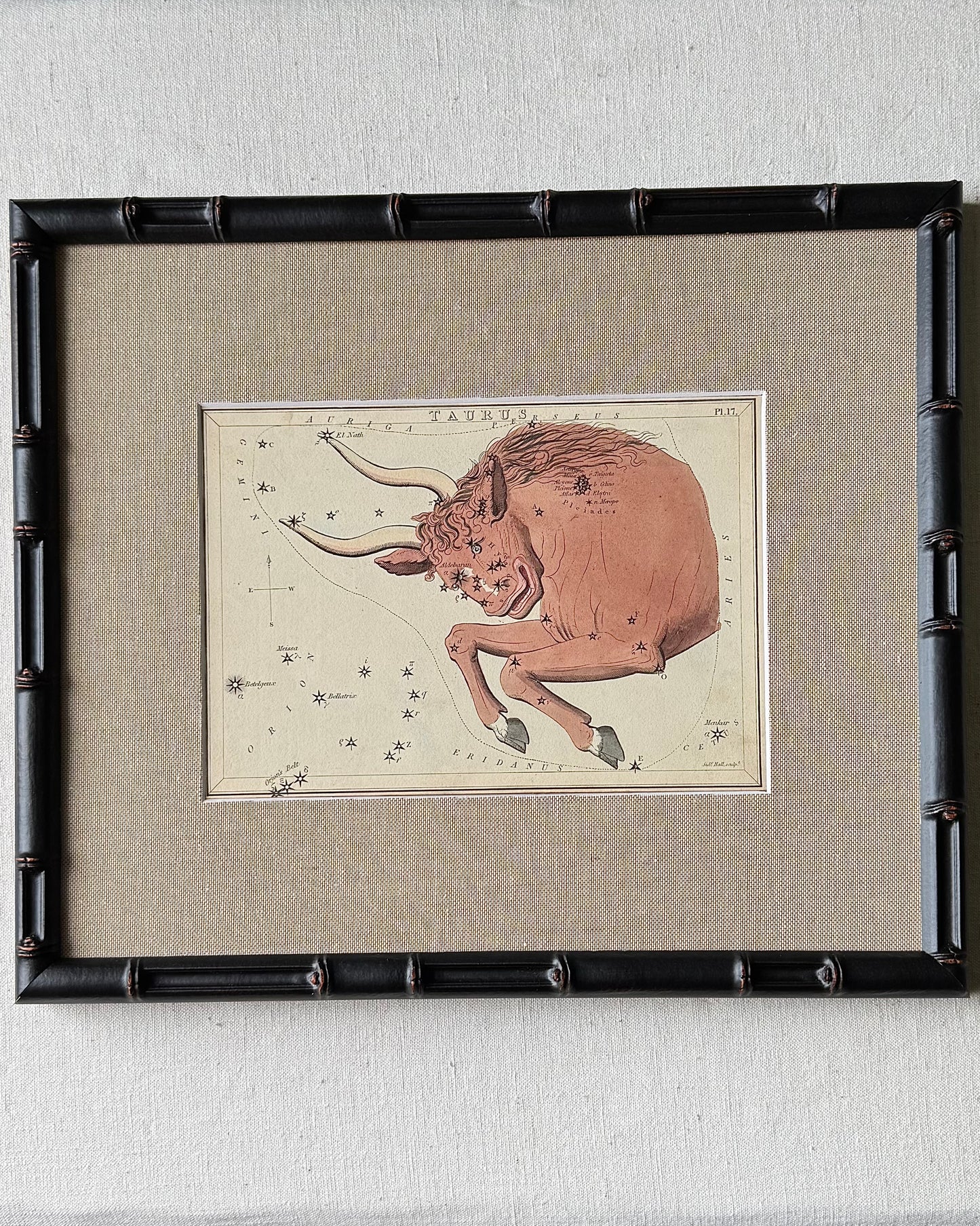 Antique Hand-Painted Constellation Print ‘Urania’s Mirror’ by Sidney Hall c. 1825