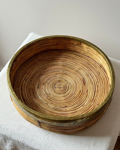 Large Italian Pencil Reed & Brass Tray