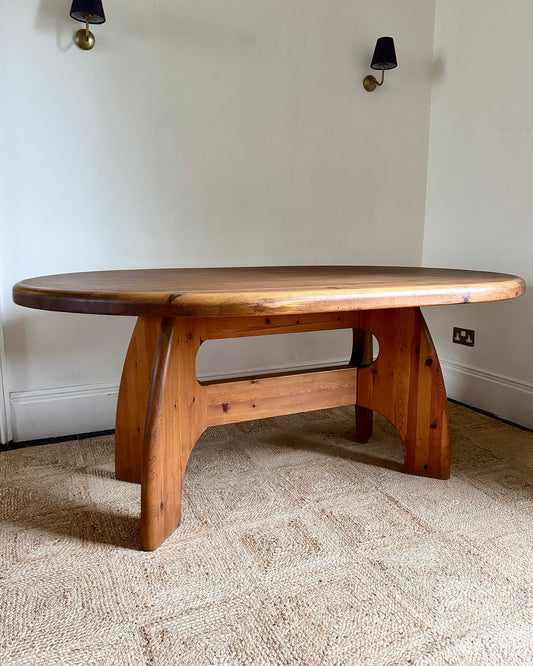 ON HOLD Oval Pine Dining Table by Wasa Möbel, 1980s