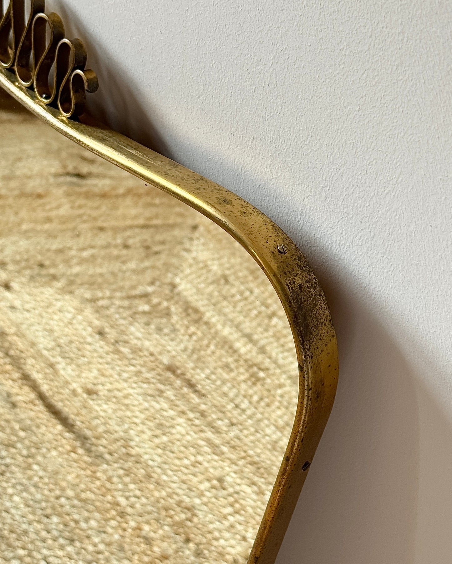 Italian Brass Sheild Mirror and Console, Attributed to Gio Ponti, c.1950s