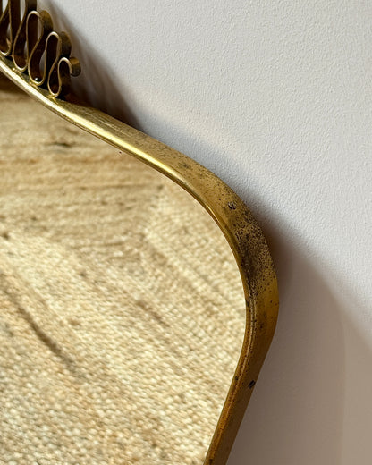 Italian Brass Sheild Mirror and Console, Attributed to Gio Ponti, c.1950s