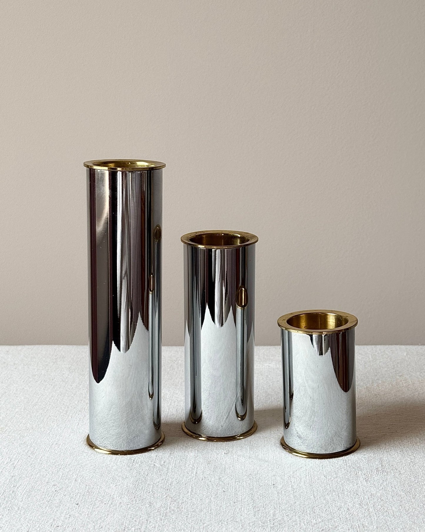 Trio of Minimalist Mixed Metal Tealight Holders - Club Sourced