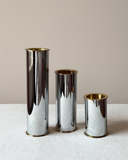 Trio of Minimalist Mixed Metal Tealight Holders - Club Sourced