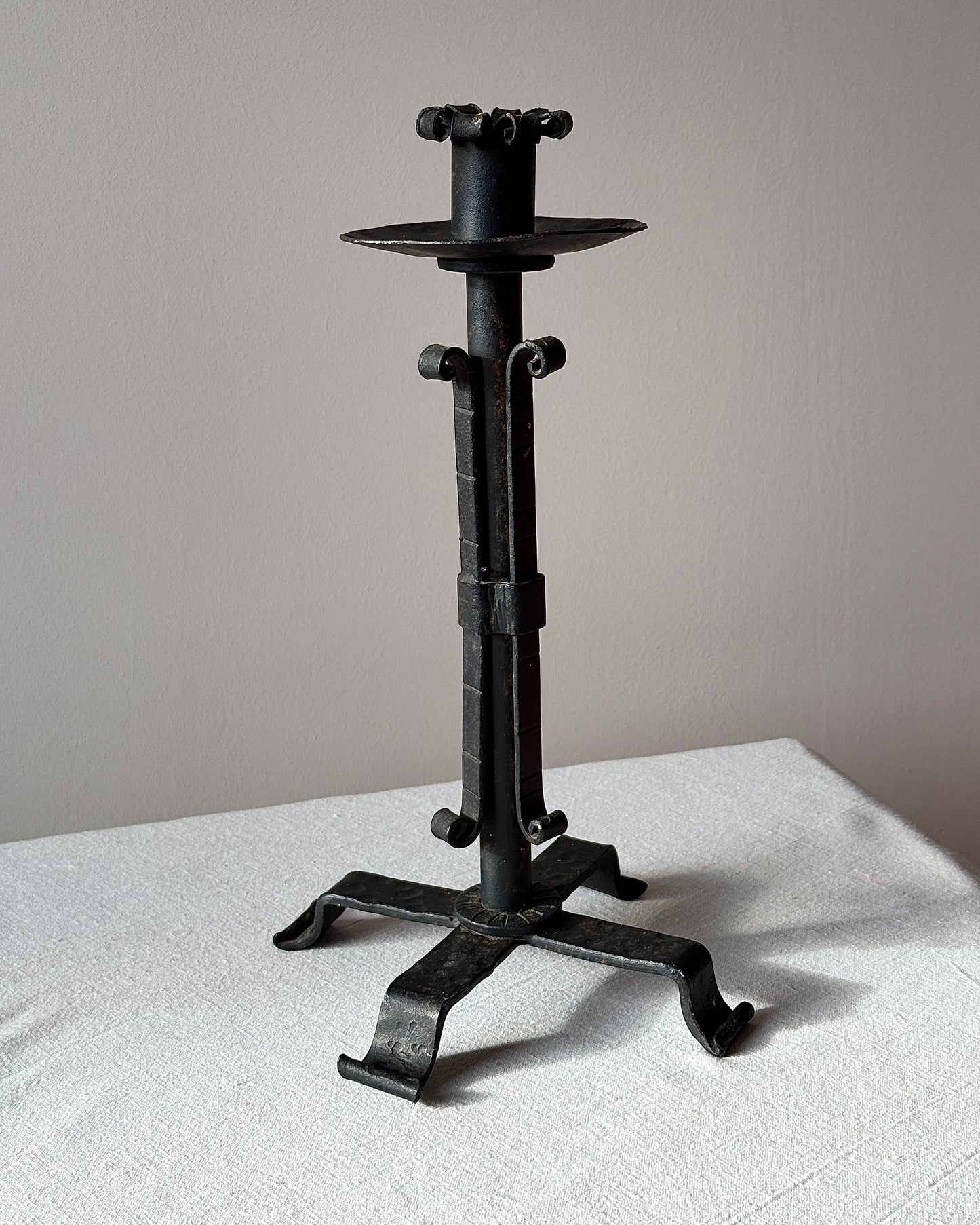 Hand Forged Wrought Iron Scroll Candlestick