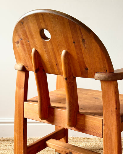 Set of 6 Pine Dining Chairs by Wasa Möbel Including Two Carvers, 1980s