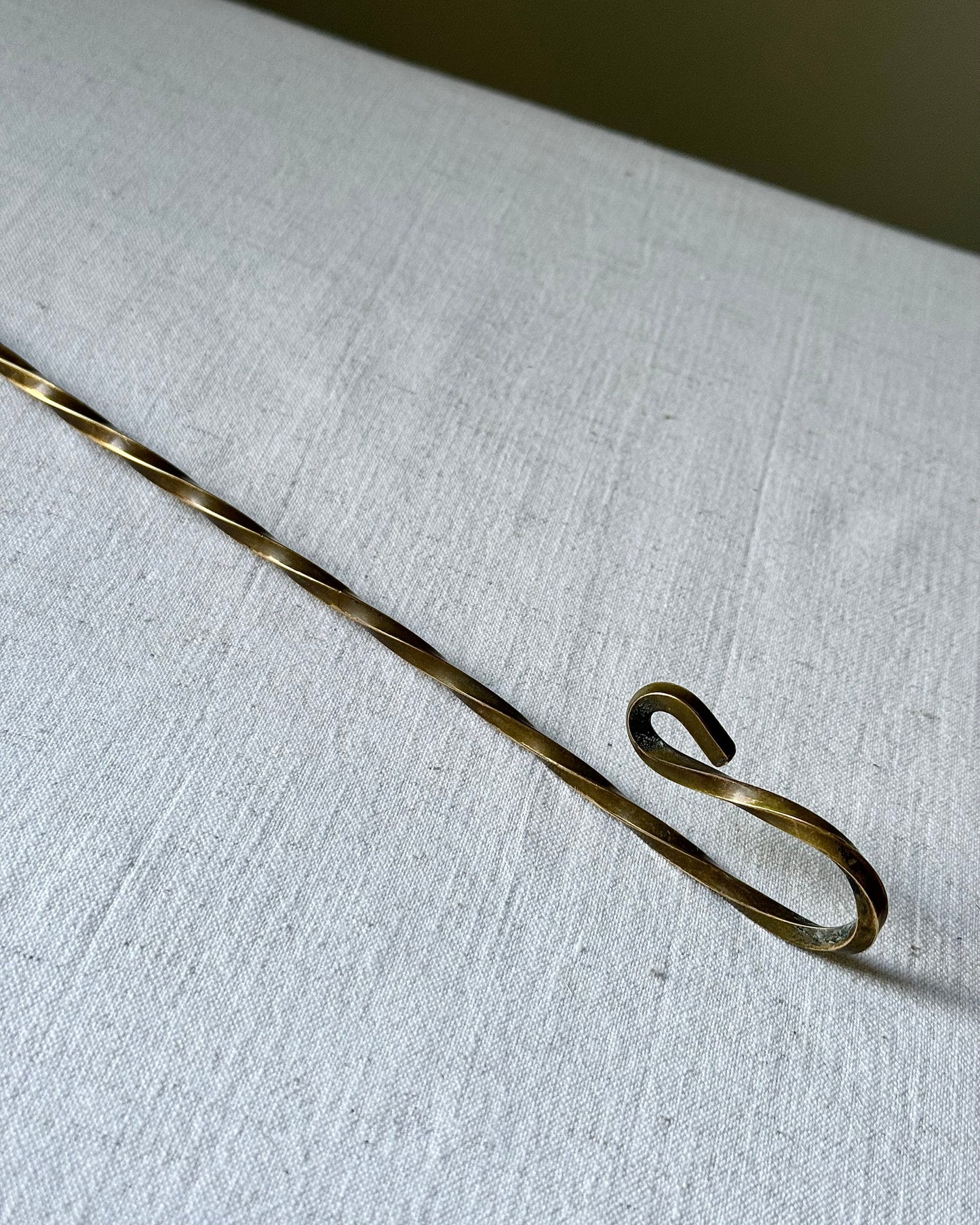 Extra Large Swedish Brass Candle Snuffer with a Scroll Finial