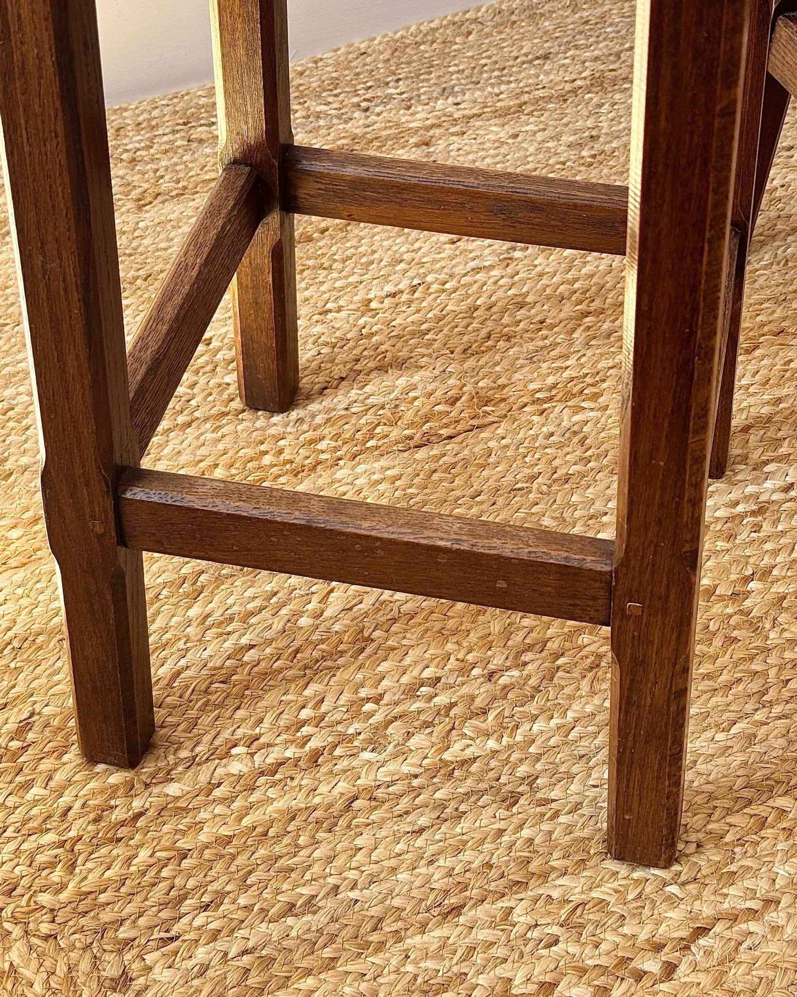 Pair of French Oak Rush Bar Stools - Club Sourced