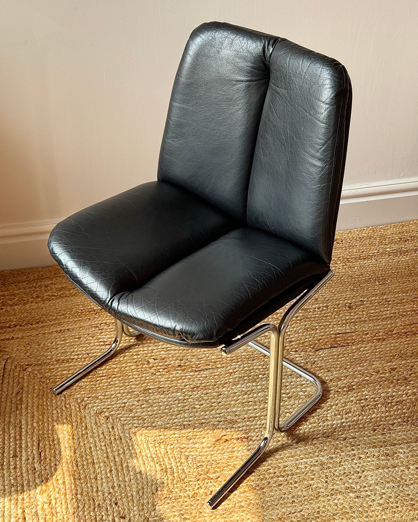 Set of Four Chrome and Leather Dining Chairs, Attributed to Tim Bates for Pieff 1970s