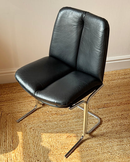 Set of Four Chrome and Leather Dining Chairs, Attributed to Tim Bates for Pieff 1970s