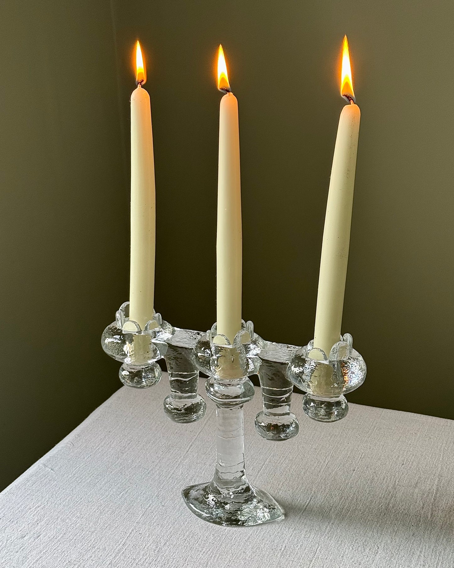 Swedish Glass Candelabra by Pukeberg Glasbruk