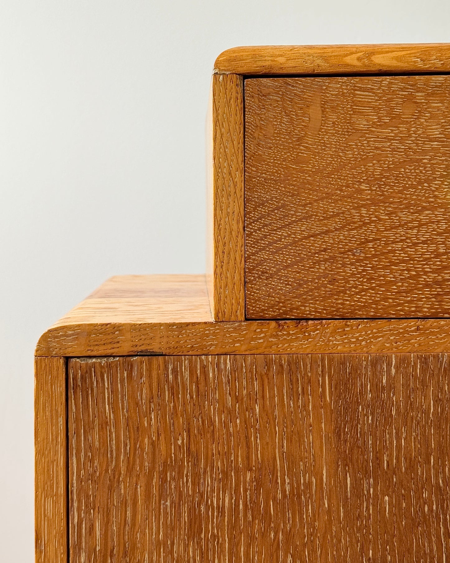 Pair of Art Deco Limed Oak Bedside Tables, c.1930