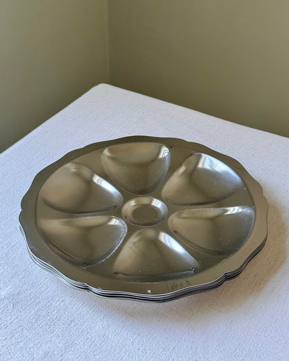 French 1970’s Stainless Steel Oyster Plates