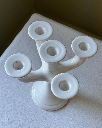 Vintage Guldkroken Hjo Ceramic Five-Arm Candelabra