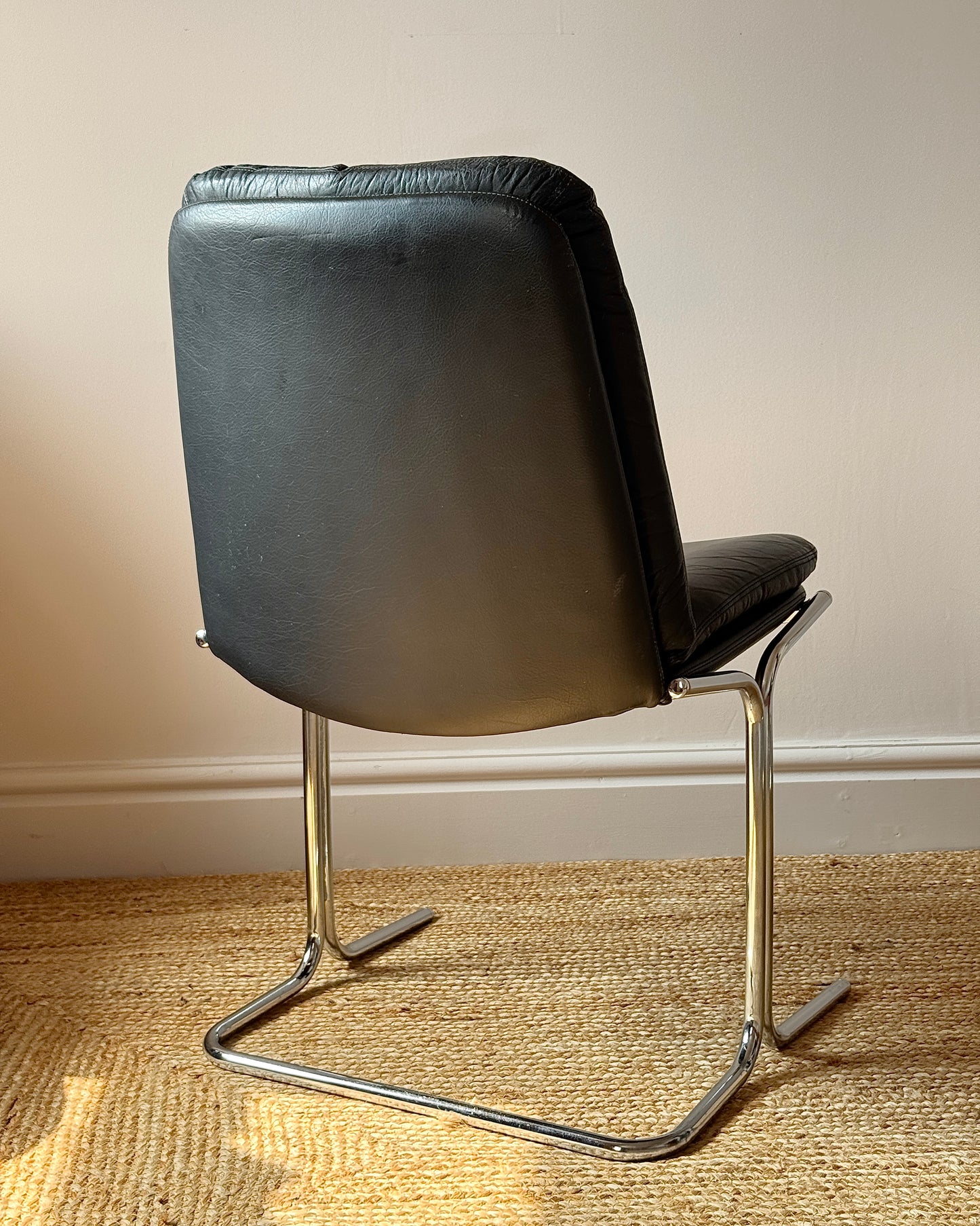 Set of Four Chrome and Leather Dining Chairs, Attributed to Tim Bates for Pieff 1970s