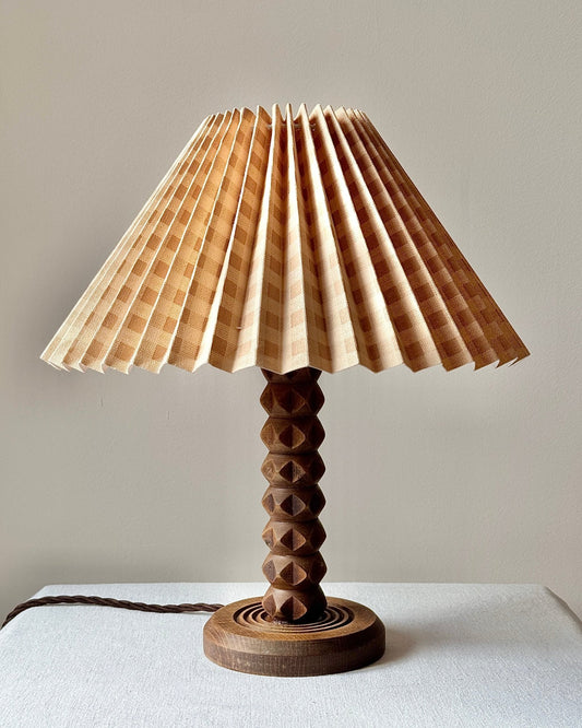 Geometric Wooden Lamp, in the manner of Charles Dudouyt - Club Sourced