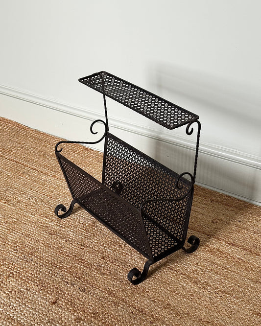 French Wrought Iron Magazine Rack, in the style of Mathieu Mategot