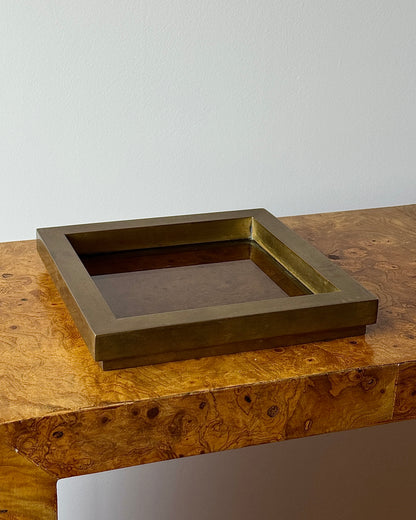 Brass and Smoked Glass Catch-all by Romeo Rega c.1970s