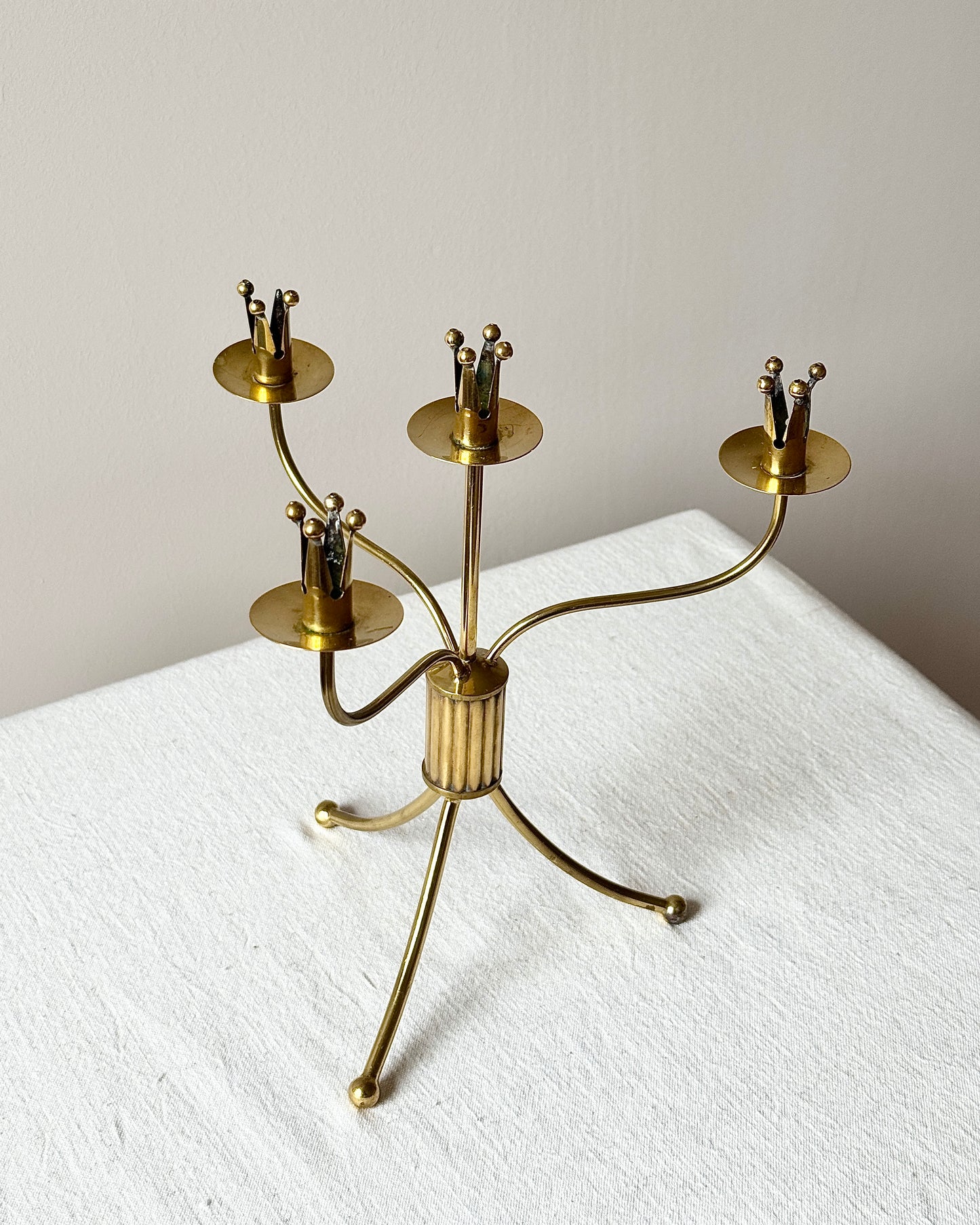 Mid-Century Swedish Brass Candelabra