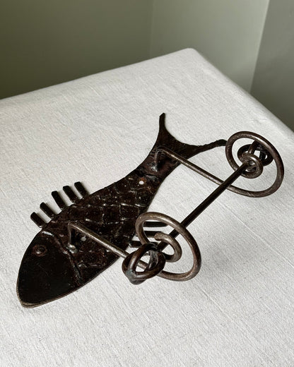 Mid-Century French Iron Fish Loo Roll Holder