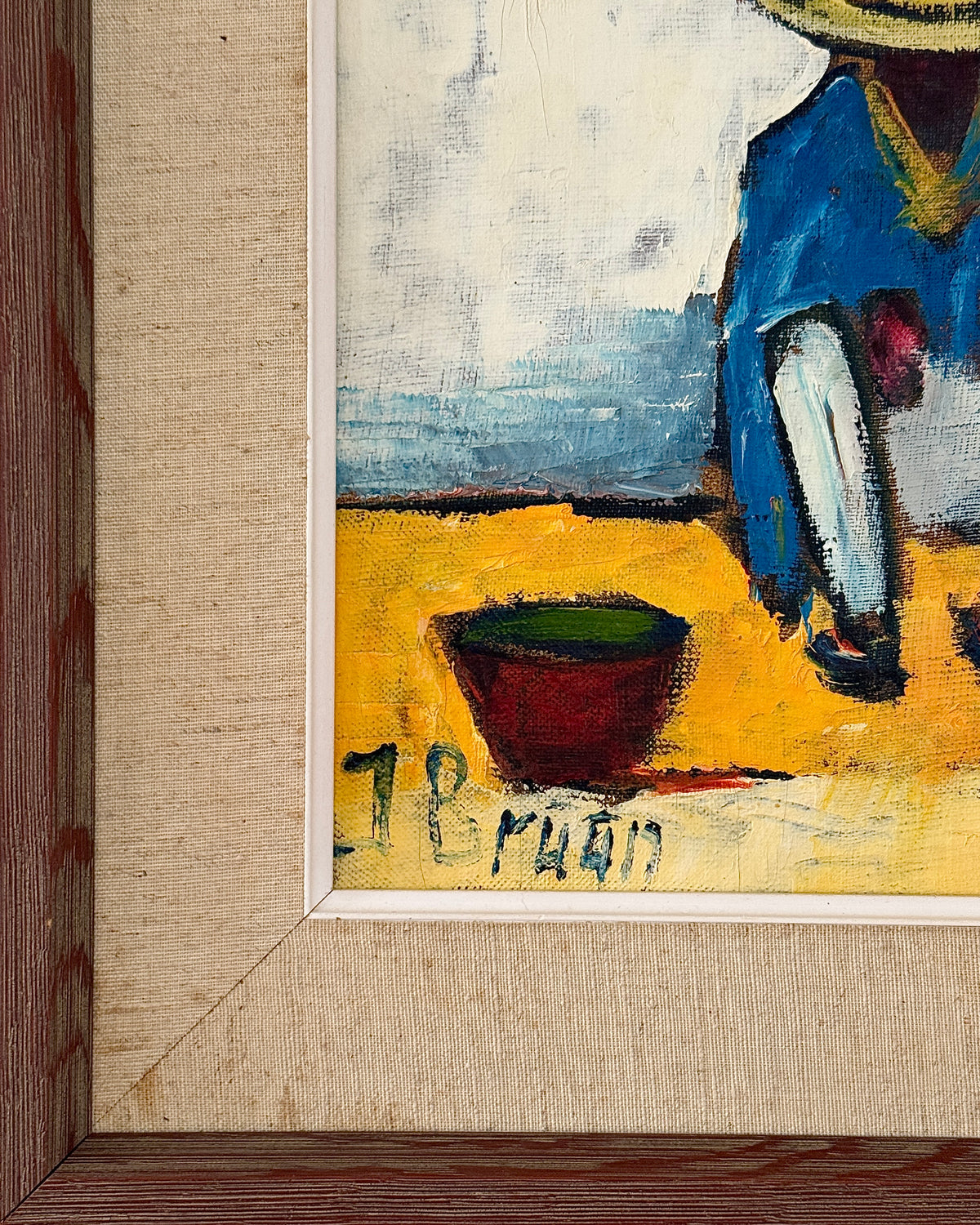 Three Men in Sombreros Oil on Panel