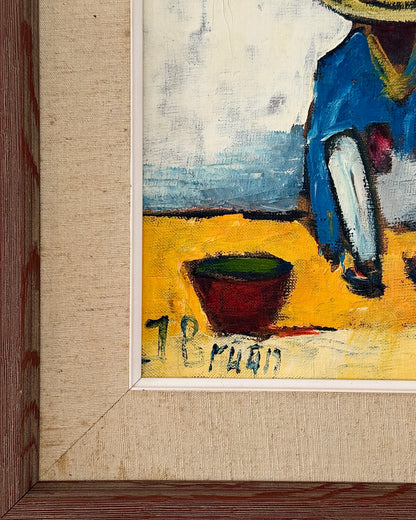 Three Men in Sombreros Oil on Panel