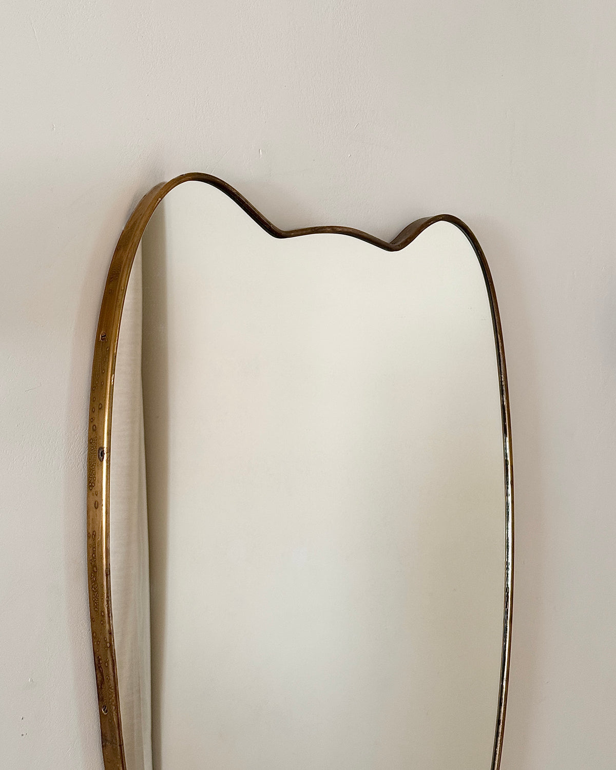 Italian Brass Shield Mirror, circa. 1950