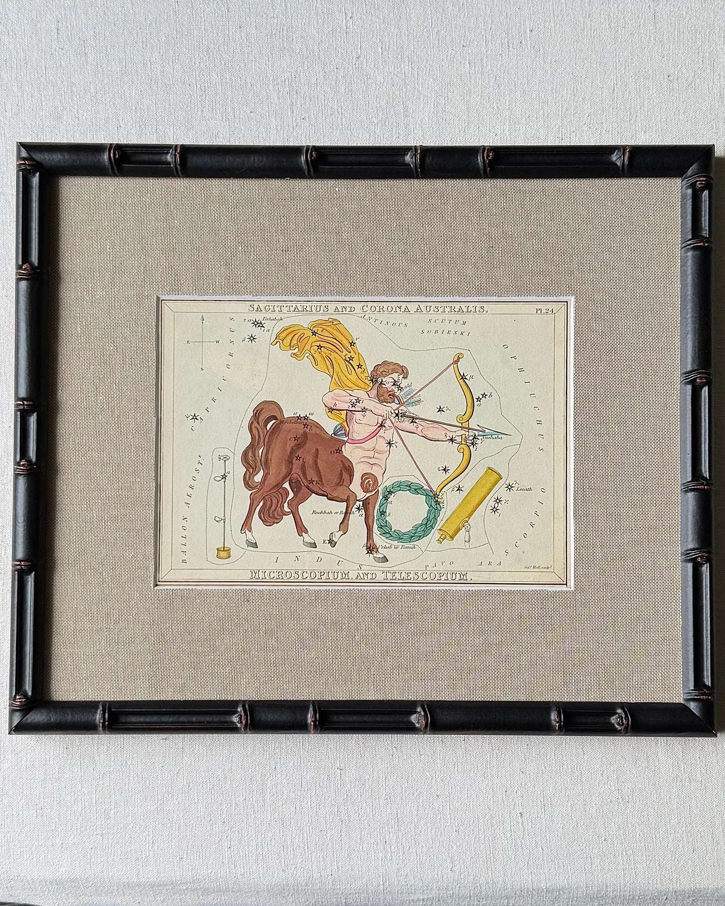 Antique Hand-Painted Constellation Print ‘Urania’s Mirror’ by Sidney Hall c. 1825