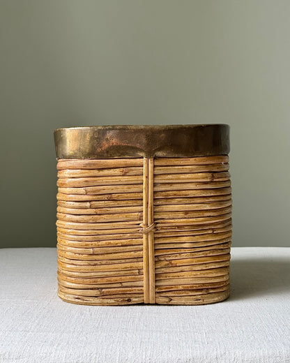 Italian Pencil Reed & Brass Rim Basket
