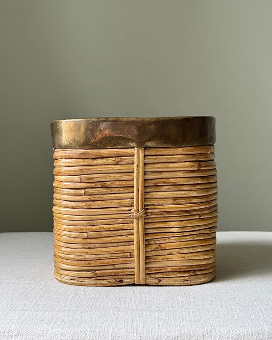 Italian Pencil Reed & Brass Rim Basket