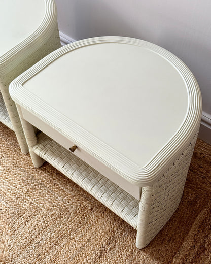 Pair of Swedish Wicker Bedside Tables, circa 1970