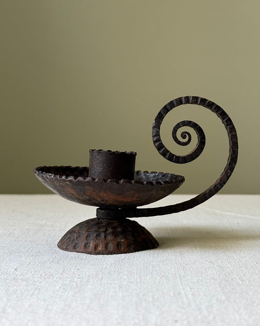 Hammered Iron Swirl Candlestick