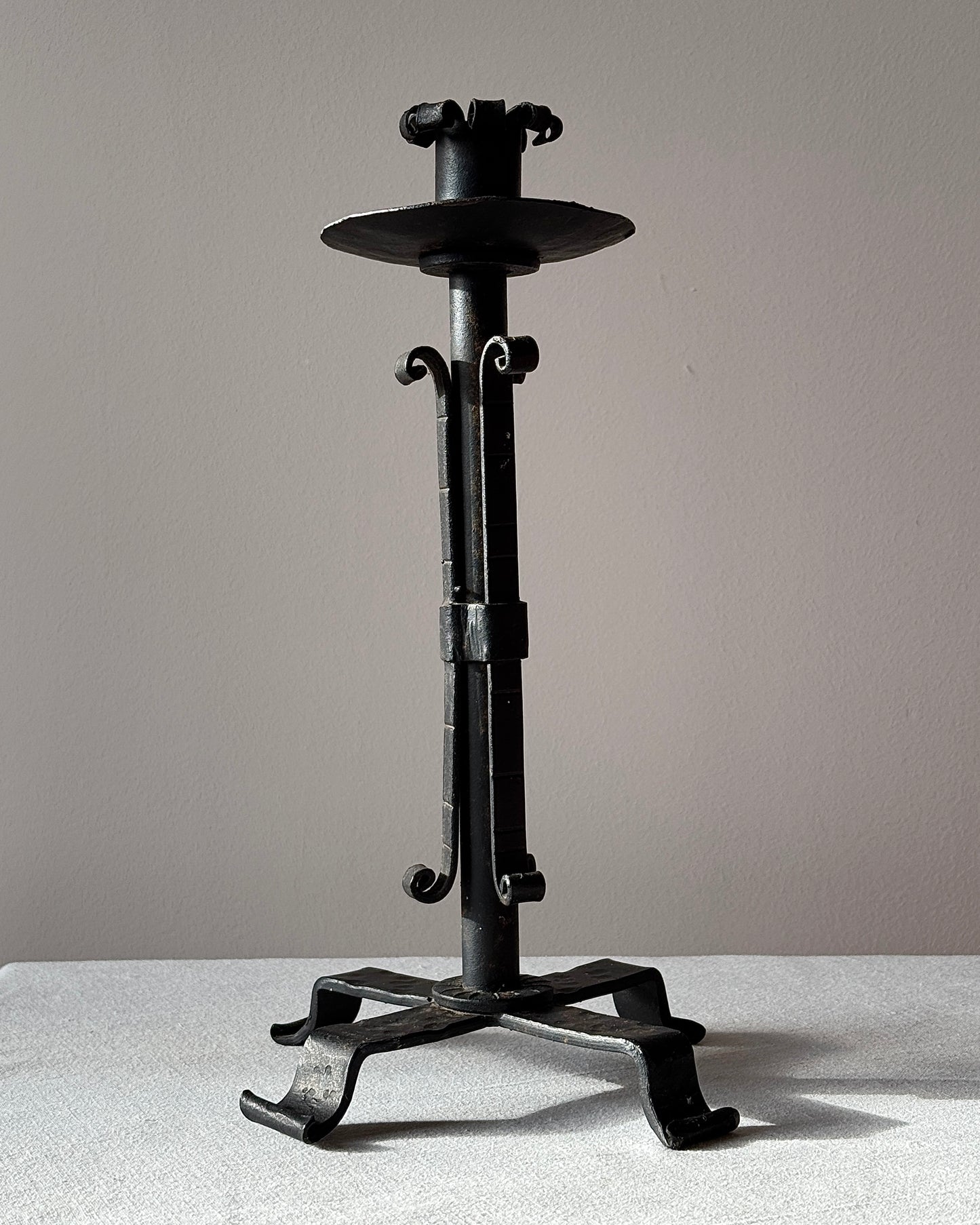 Hand Forged Wrought Iron Scroll Candlestick